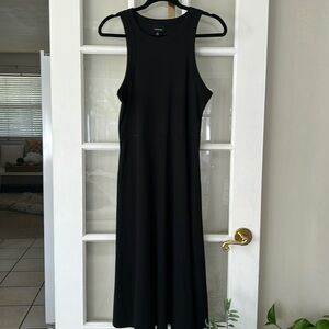 Who What Wear Black Knit Halter Midi Dress with Pockets